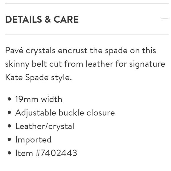 Kate Spade 19mm Pave Spade Belt